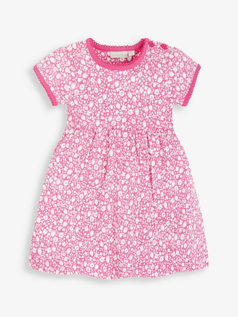 JoJo Maman Bébé Pink Strawberry Ditsy Print Summer Dress
