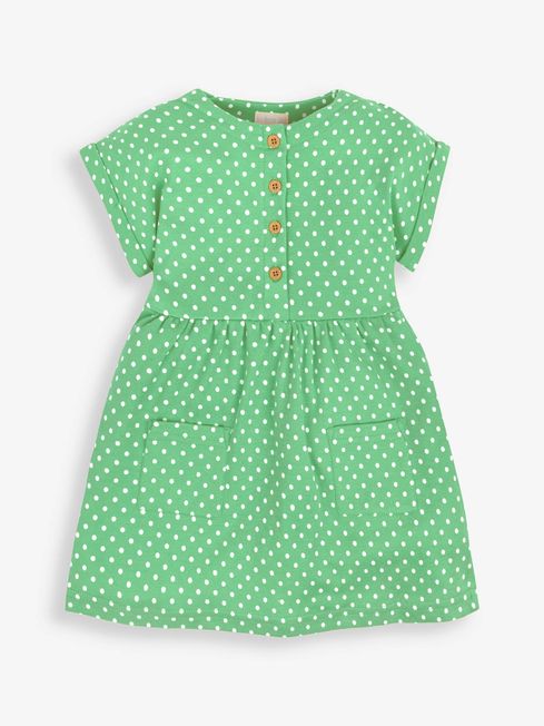 JoJo Maman Bébé Green Spot Button Front Dress