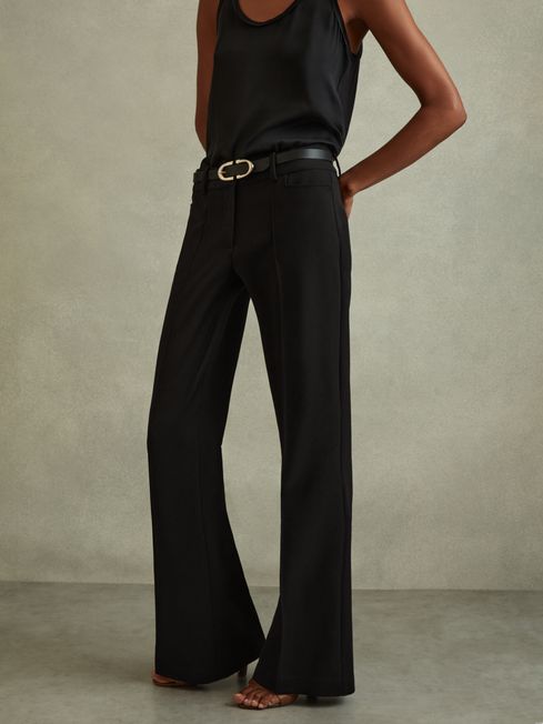 Reiss Black Gabi Flared Suit Trousers