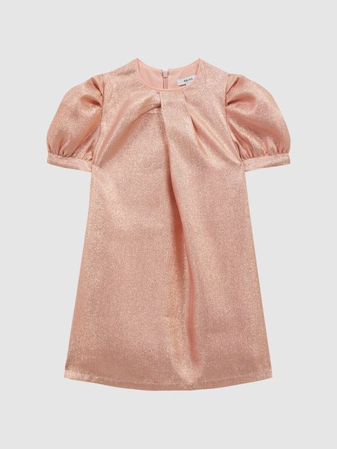 Metallic puff online sleeve dress