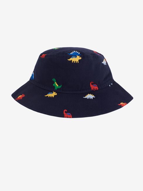 JoJo Maman Bébé Navy Kids' Navy Dinosaur Embroidered Bucket Hat