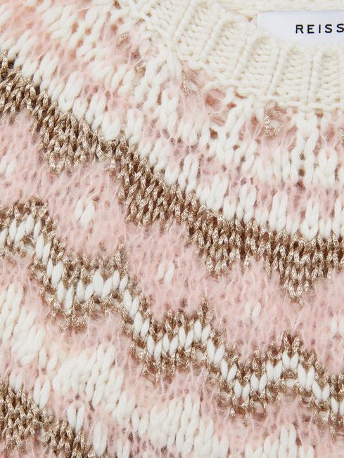 Junior Fairisle Pattern Knitted Jumper in Pink