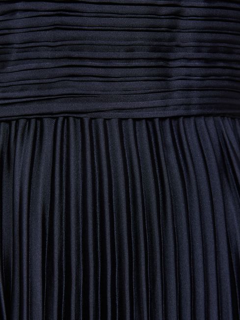 Reiss Black Elodie Amur Pleated Cut-Out Maxi Dress