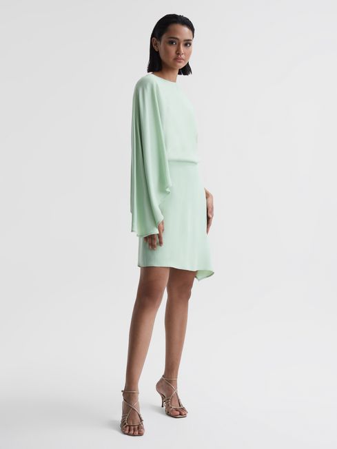 Reiss Sage Christy Cape Sleeve Asymmetric Mini Dress