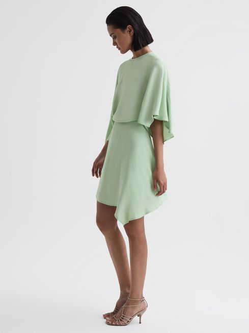 Reiss Sage Christy Cape Sleeve Asymmetric Mini Dress