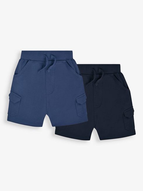 JoJo Maman Bébé Indigo Blue 2-Pack Jersey Cargo Shorts