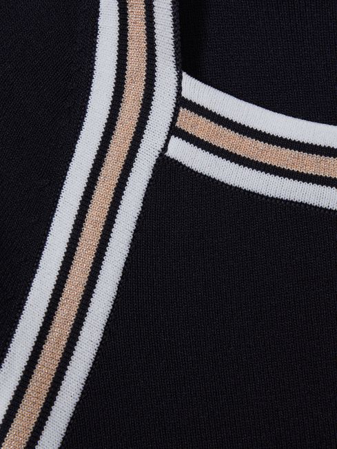 Reiss Navy Fallon 13-14 yrs Sparkle Trim Knitted Skater Dress