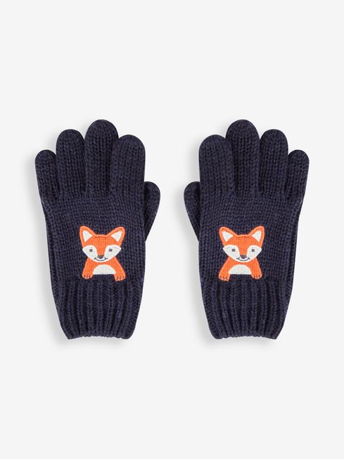 JoJo Maman Bébé Indigo Fox Appliqué Gloves