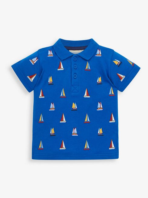 JoJo Maman Bébé Cobalt Boys' Boat Embroidered Polo Shirt