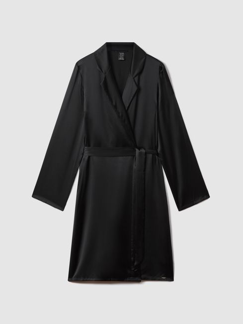 Calvin Klein Silk Robe in Black