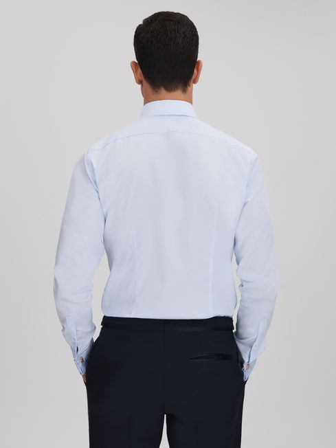 Reiss Soft Blue Marcel - Double Cuff Slim Fit Double Cuff Tuxedo Shirt