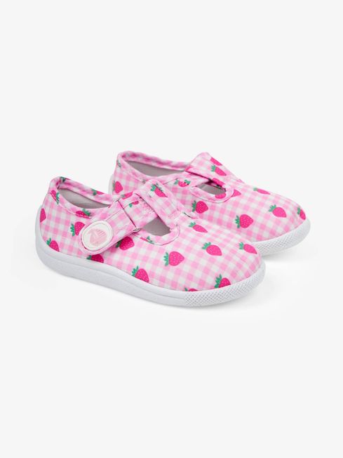 JoJo Maman Bébé Pink Girls' Strawberry Canvas Summer Shoes