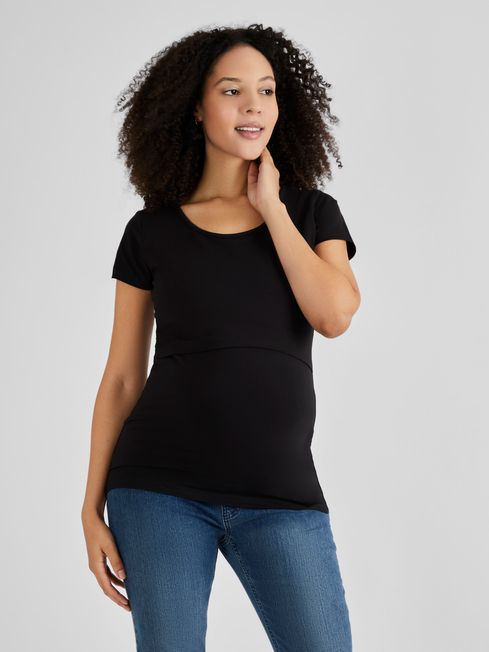 JoJo Maman Bébé Black Maternity & Nursing T-Shirt