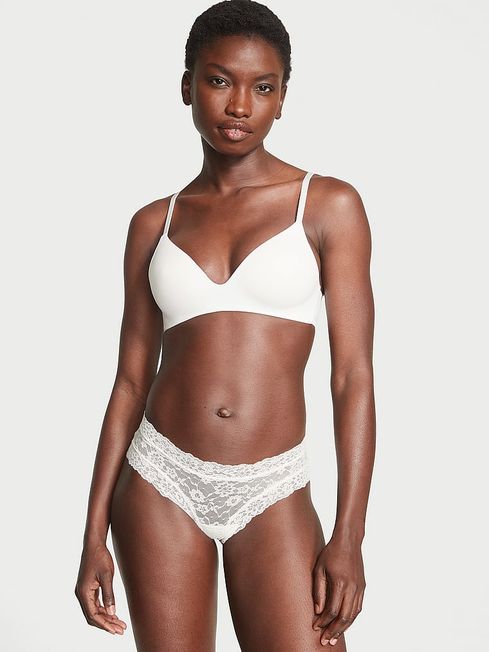 Victoria's Secret Coconut White Cheeky Posey Lace Knickers