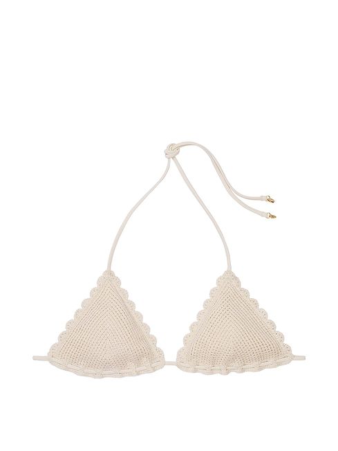 Victoria's Secret Linen Nude Triangle Crochet Swim Bikini Top