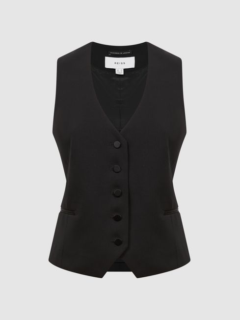 Black outlet satin waistcoat