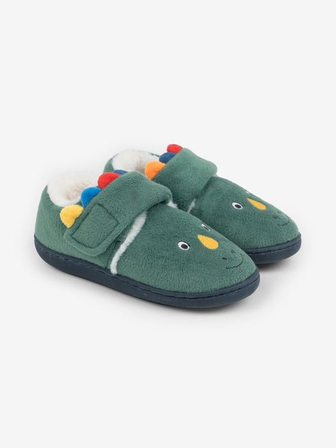 JoJo Maman B b Green Dinosaur Easy On Slippers