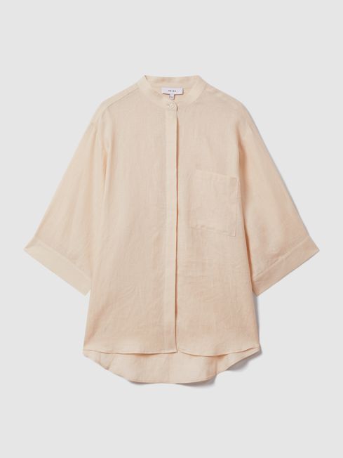 Reiss Winona Relaxed Sleeve 100 Linen Shirt REISS Rest of World