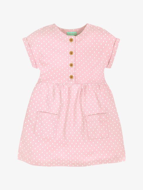 JoJo Maman Bébé Pink Spot Button Front Dress