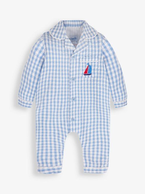 JoJo Maman Bébé Blue Gingham All-In-One Pyjamas
