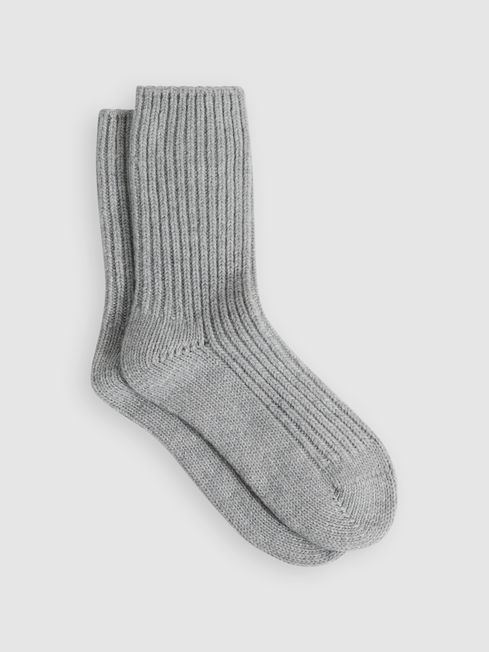 Reiss Grey Carmen Wool Blend Ribbed Socks