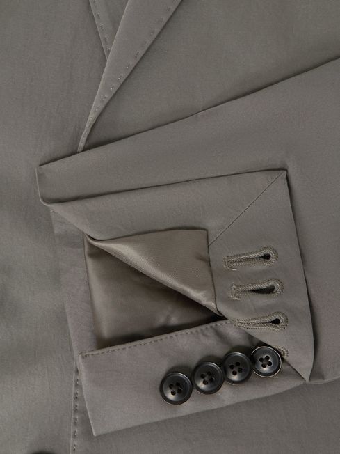 Single Breasted Technical Slim Fit Blazer in Khaki