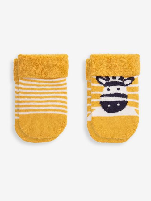 JoJo Maman Bébé Mustard 2-Pack Zebra Baby Socks