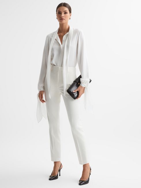 Reiss Off White Mila Petite Slim Fit Wool Blend Suit Trousers