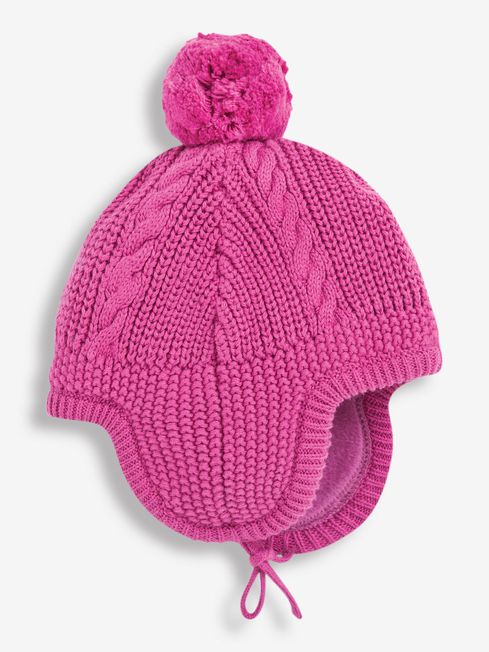 JoJo Maman Bébé Fuchsia Cosy Cable Knitted Hat