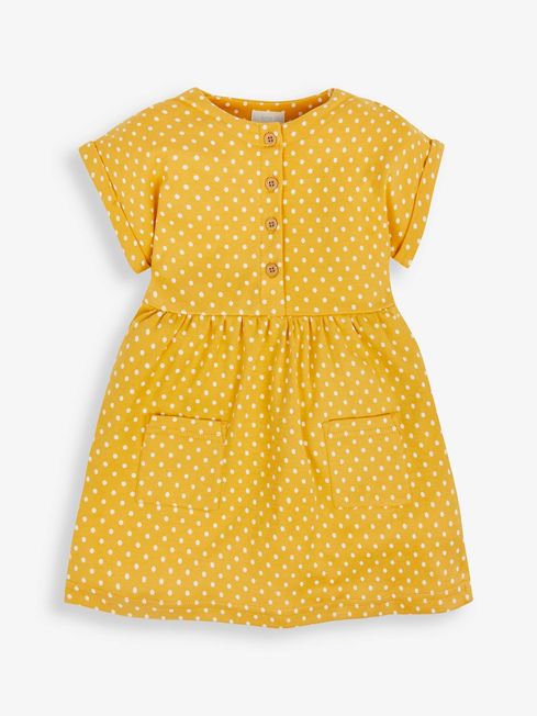 JoJo Maman Bébé Yellow Spot Button Front Dress