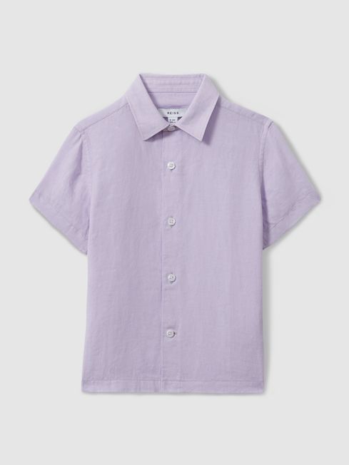Reiss Orchid Holiday Short Sleeve Linen Shirt