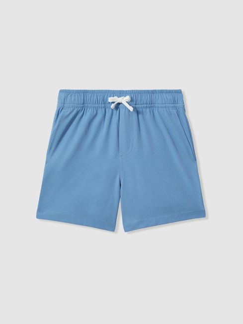 Reiss Sea Blue Shore Plain Drawstring Waist Swim Shorts