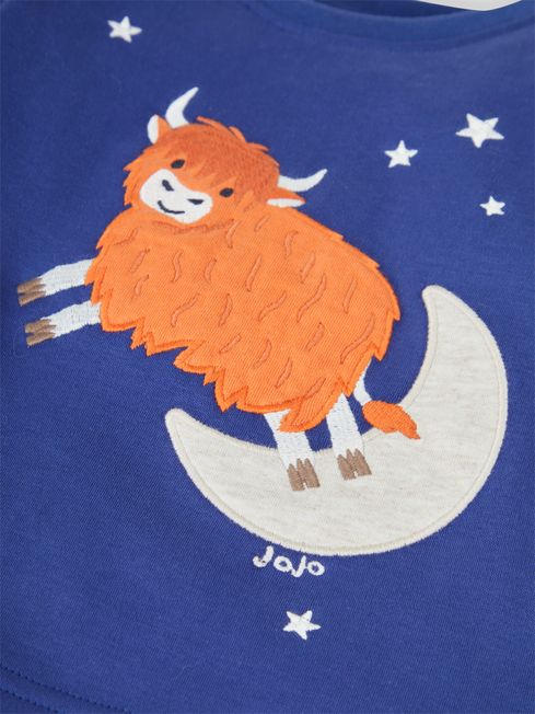 JoJo Maman B b Navy Boys 2 Pack Highland Cow Jersey Pyjamas