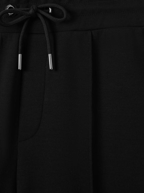 Reiss Black Premier Drawstring Jersey Joggers