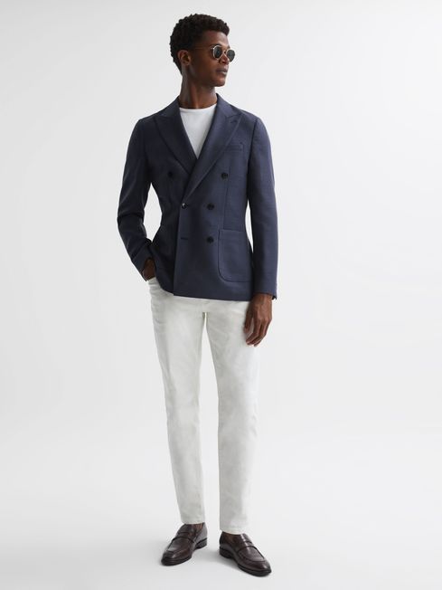 Reiss Admire Double Breasted Weave Blazer | REISS USA
