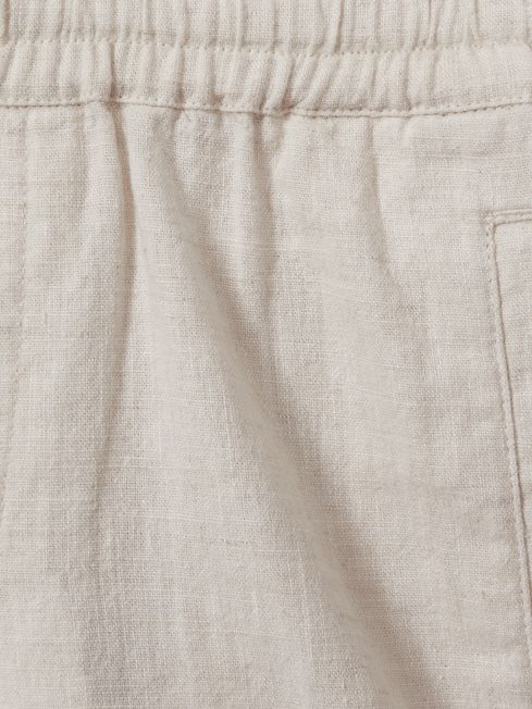 Reiss Stone Acen Senior Linen Drawstring Shorts