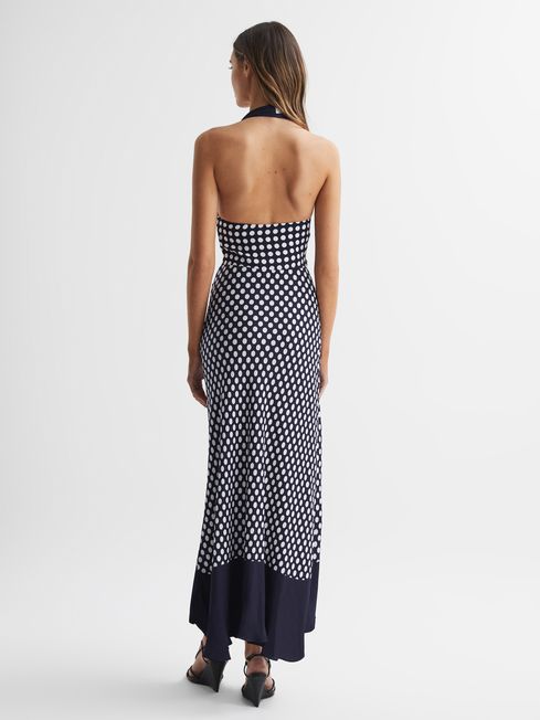 Reiss Amelia Striped Polka Dot Halter Maxi Dress | REISS USA