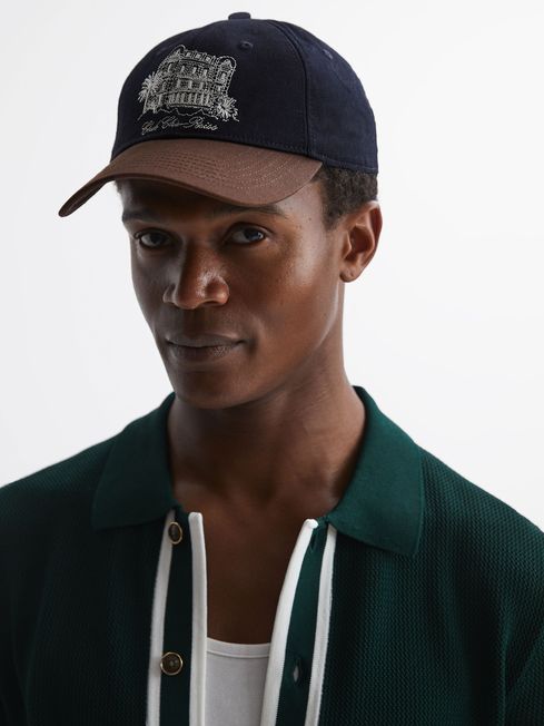 Reiss Navy/Tobacco Palermo Reiss | Ché Embroidered Baseball Cap