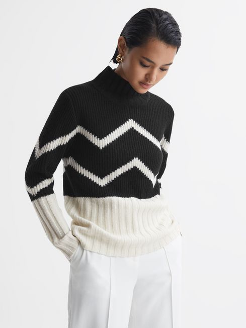 Reiss - riley knitted zig-zag jumper