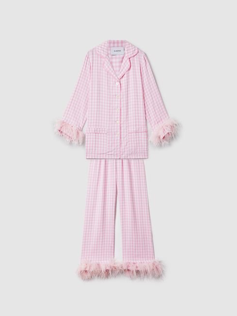 Pink feather pyjamas best sale