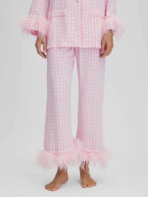 Sleeper Detachable Feather Pyjama Set in Pink White