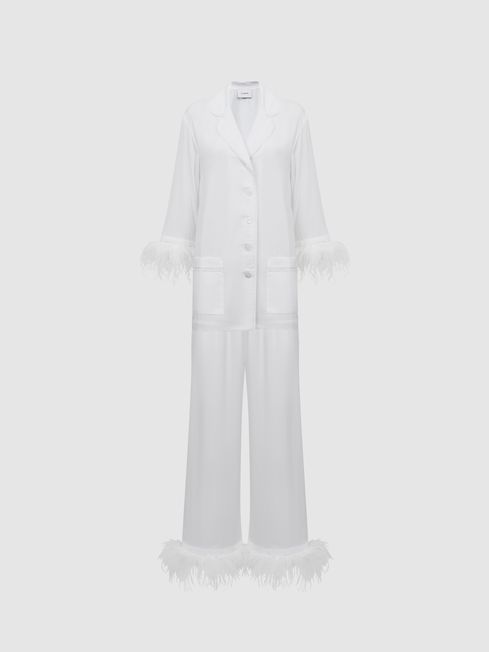 Sleeper Detachable Feather Pyjama Set in White