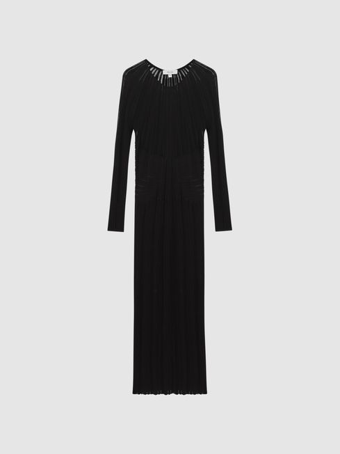 Sheer stripe midi dress top