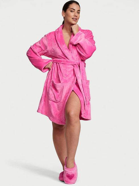 Hollywood Pink Heart Cosy Short Dressing Gown