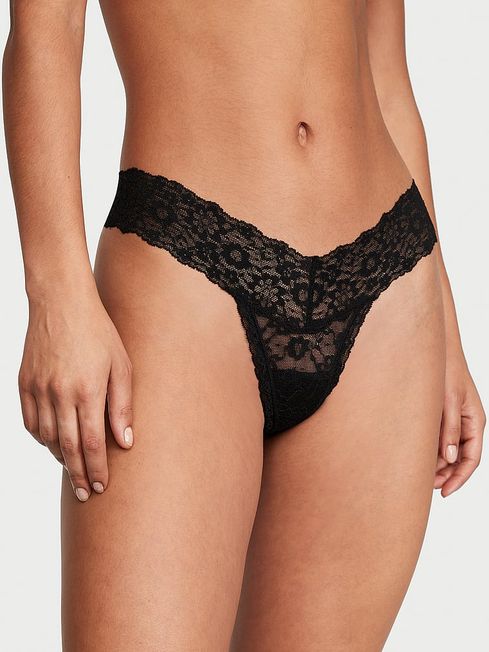 Victoria's Secret Black Thong Posey Lace Knickers