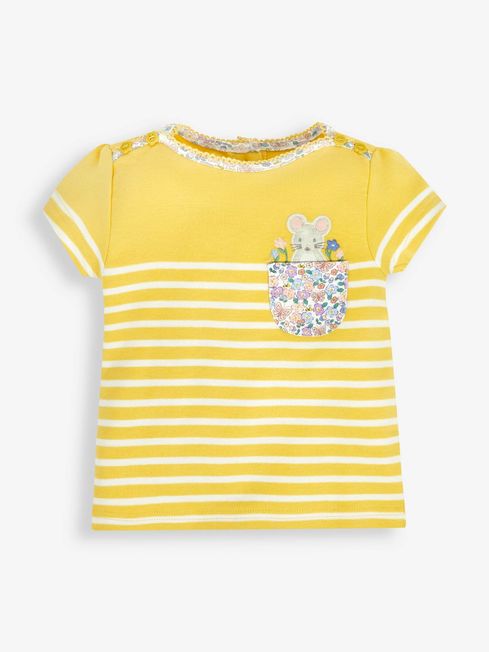 JoJo Maman Bébé Yellow Mouse Pocket Breton T-Shirt