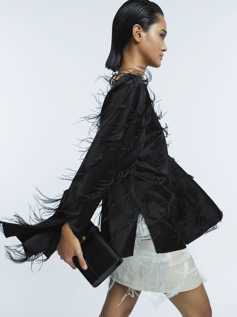 Daisy Black Feather Top