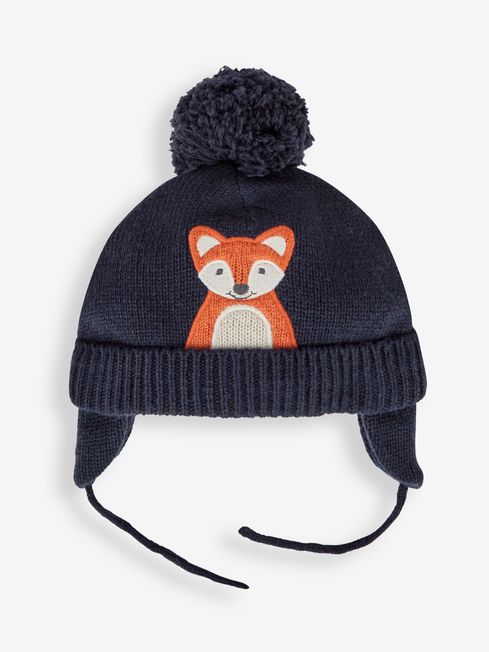 JoJo Maman Bébé Indigo Kids' Fox Appliqué Hat