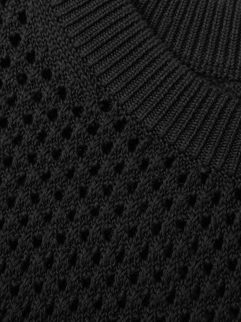 Reiss Black Dandy Cotton Blend Crochet Vest