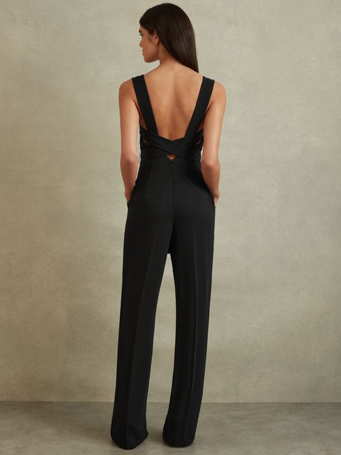 Black cross back jumpsuit cheap
